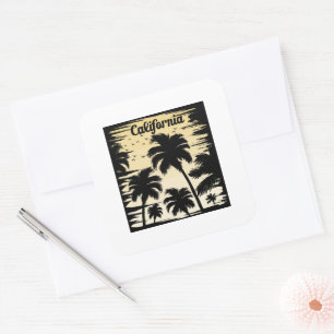 California Palm Tree Quadratischer Aufkleber
