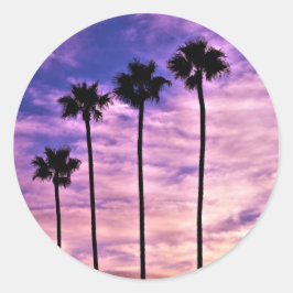 California Palm Tree Sunset Runder Aufkleber