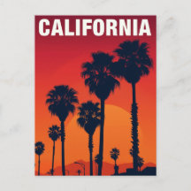 California Palm Trees Sunset Retro