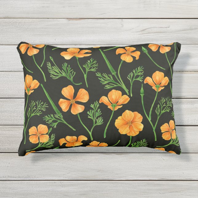 California Pappi, sommerliche Blume, Orange Kissen Für Draußen (Vorderseite)