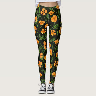 California Pappi, sommerliche Blume, Orange Leggings