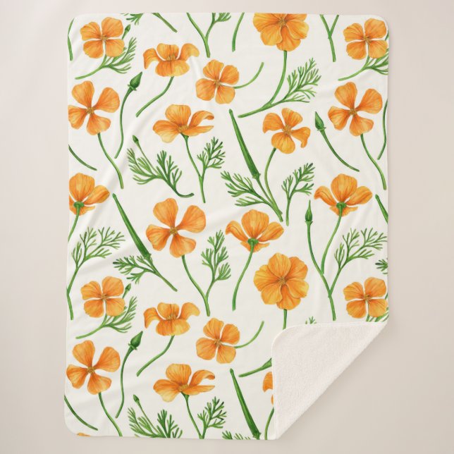 California Pappi, sommerliche Blume, Orange Sherpadecke (Vorderseite)