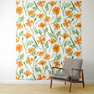 California Pappi, sommerliche Blume, Orange Wandteppich