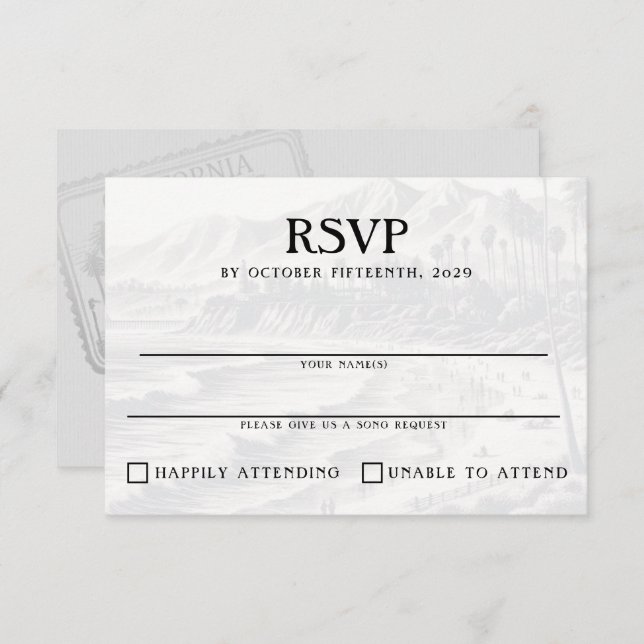California Passport RSVP Karte (Vorne/Hinten)