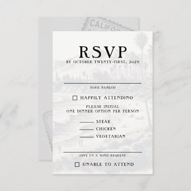 California Passport RSVP Karte (Vorne/Hinten)
