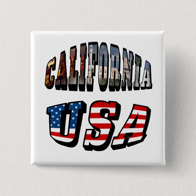 California Picture and USA Flag Text Button (Vorderseite)