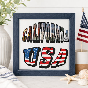 California Picture and USA Flag Text Fliese