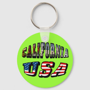 California Picture and USA Flag Text Schlüsselanhänger