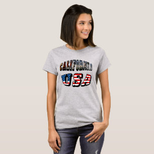 California Picture and USA Flag Text T-Shirt