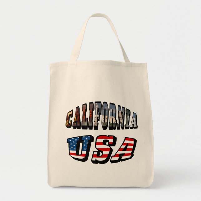California Picture and USA Flag Text Tragetasche (Vorne)