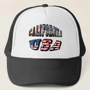 California Picture and USA Flag Text Truckerkappe