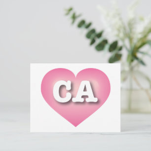 California Pink Fade Heart - I Liebe CA Postkarte