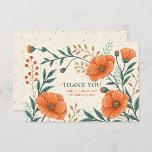 California Poppies Hochzeitstag Dankeskarte