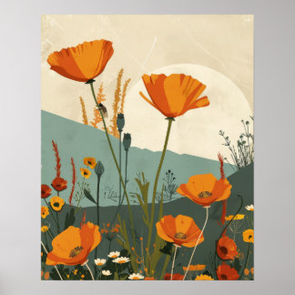 California Poppies Original Abstrakt Art Poster