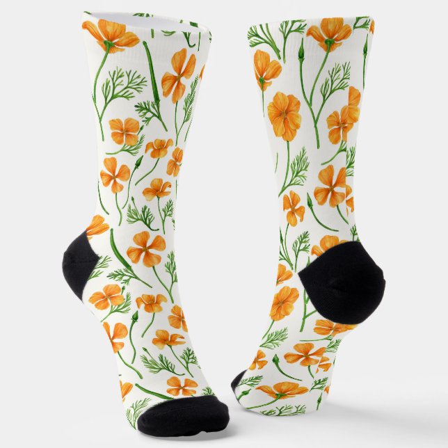 California poppies, summertime flowers, orange wil socken (Gewinkelt)