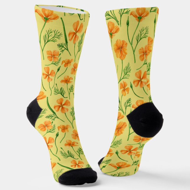California poppies, summertime flowers, orange wil socken (Gewinkelt)