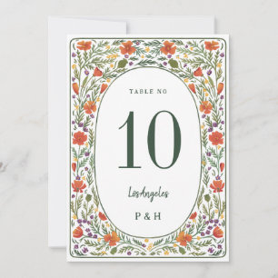 California Poppies Wedding Tischnummer Card