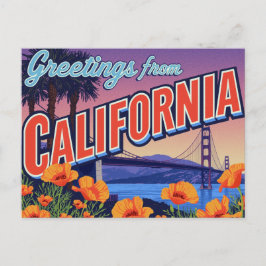 California Poppy and Bridge Postkarte