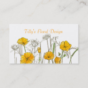 California Poppy Blume Business Card Wildblume Visitenkarte