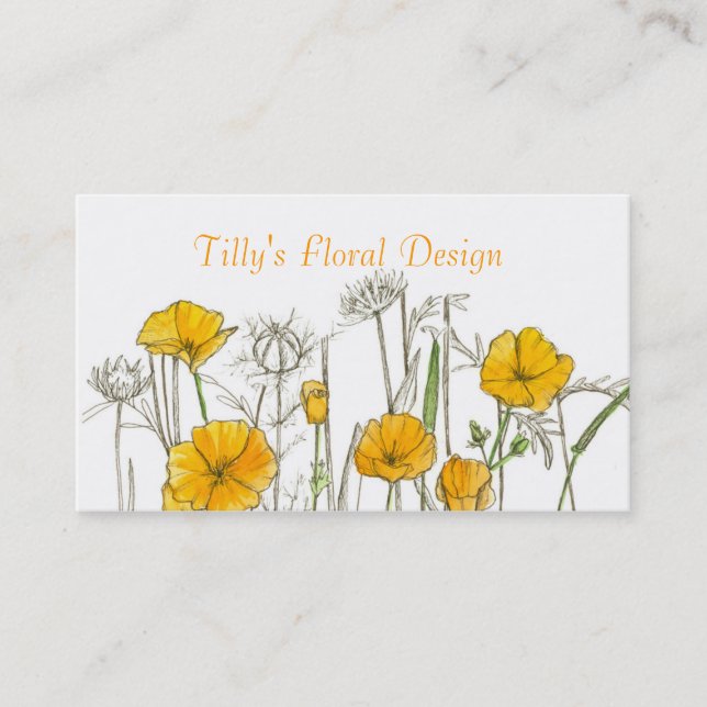 California Poppy Blume Business Card Wildblume Visitenkarte (Vorderseite)