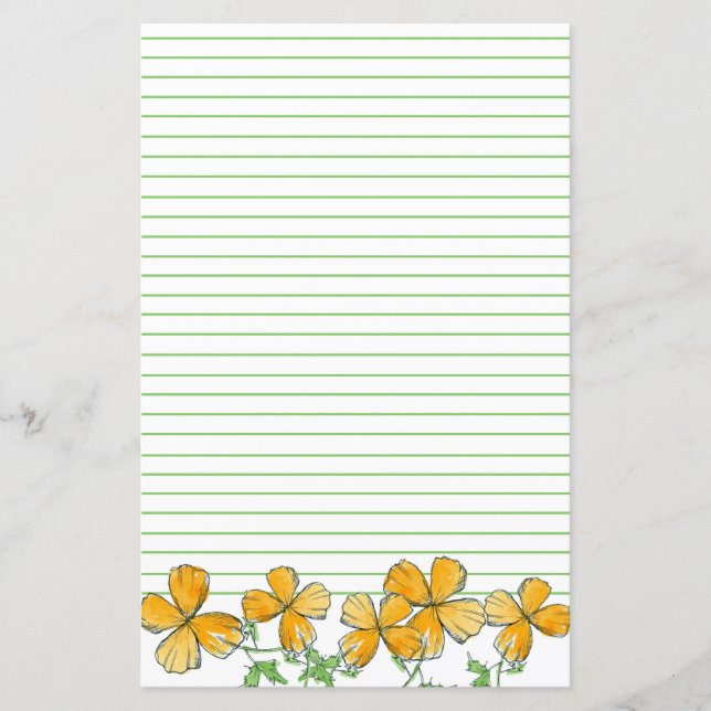 California Poppy Blume Orange Green Lined (Vorderseite)