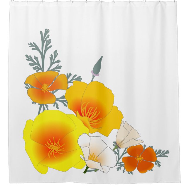 California Poppy Bouquet (Ecke) Duschvorhang (Vorderseite)