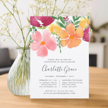 California Poppy Christening oder Taufe Einladung