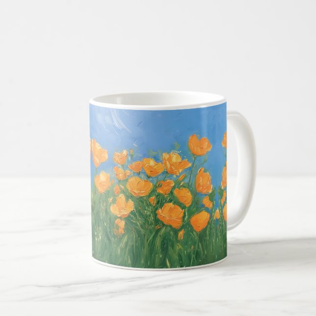 California Poppy Field Impressionist Malerei Nice Kaffeetasse (VorderseiteRechts)