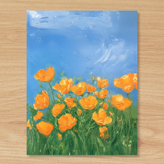 California Poppy Field Sky Impressionist Malerei Postkarte