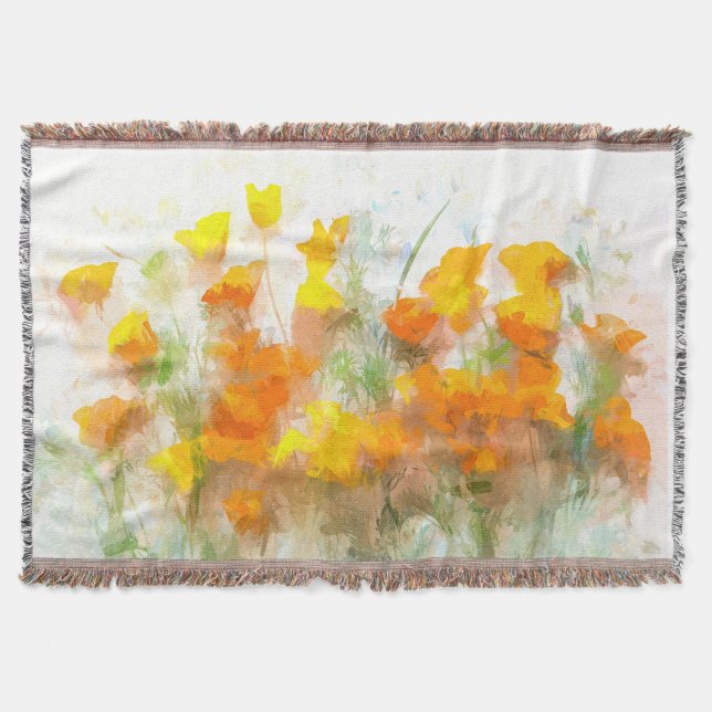 California Poppy Impressionistische Kunst Decke (Vorderseite)