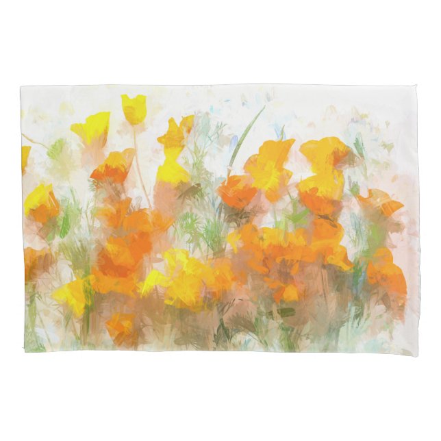 California Poppy Impressionistische Kunst Kissenbezug (Vorderseite)