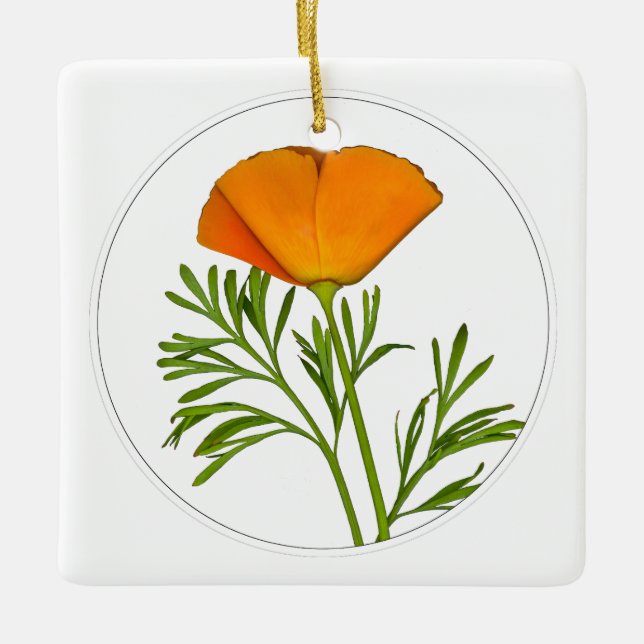California Poppy in a Circle - Keramikornament (Vorderseite)