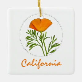 California Poppy in einem Zirkel, "California" Tex Keramikornament