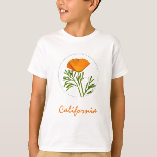 California Poppy in einem Zirkel, "California" Tex T-Shirt