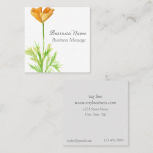 California Poppy Orange Blume Business Quadratische Visitenkarte