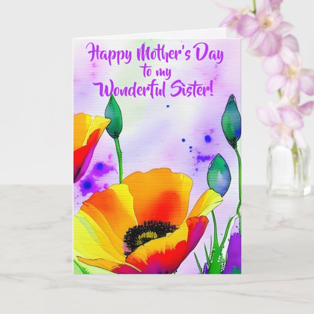 California Poppy Personalisiert Sister Mother Day Karte (Orchidee)