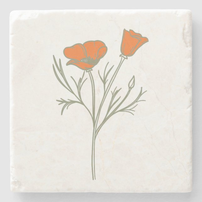 California Poppy Stone Untersetzer (Vorderseite)