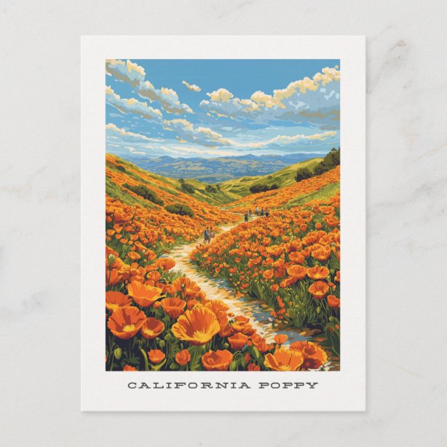 California Poppy US Travel Postcard Postkarte (Vorderseite)