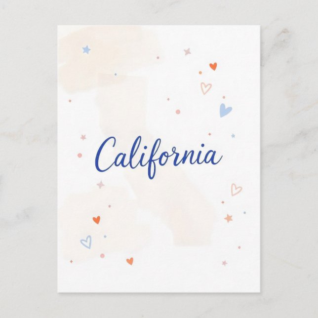 California Postcard - Fett zentrierte Typografie Postkarte (Vorderseite)