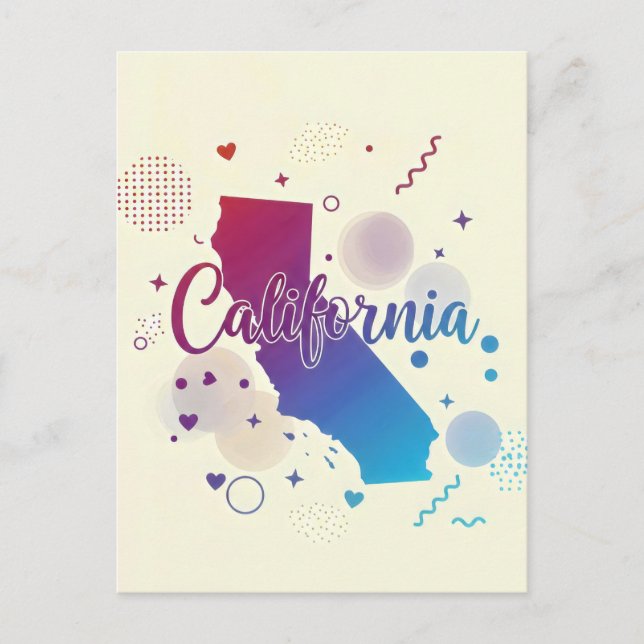 California Postcard - Trendy Text Postkarte (Vorderseite)