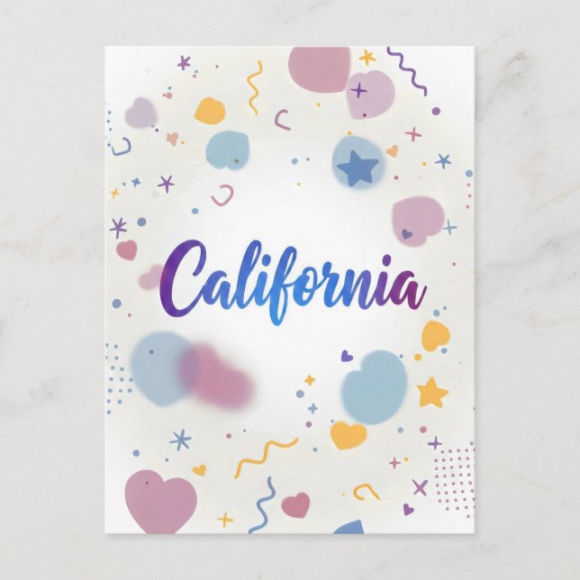California Postcard - Trendy Text Postkarte (Vorderseite)