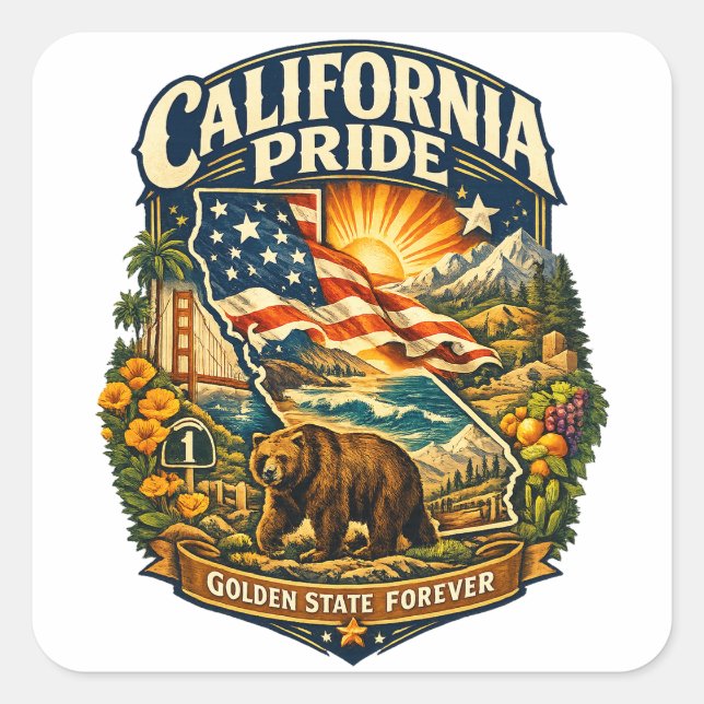 California Pride Golden State Forever Aufkleber (Vorderseite)