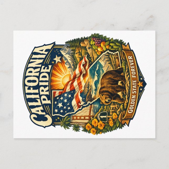 California Pride Golden State Forever Postkarte (Vorderseite)