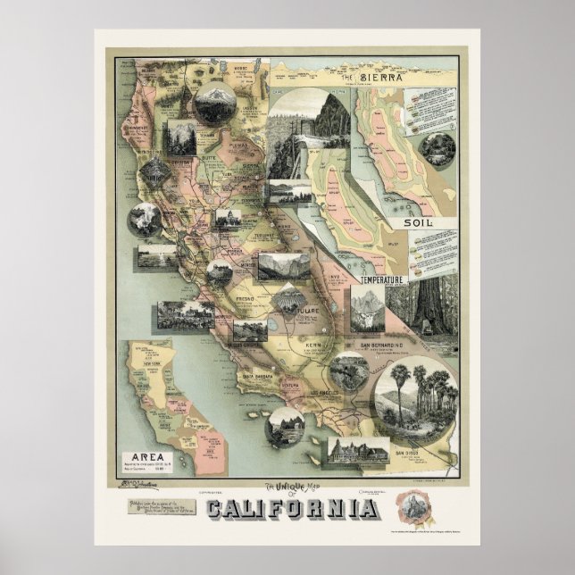 California Products Map 1888 Poster (Vorne)
