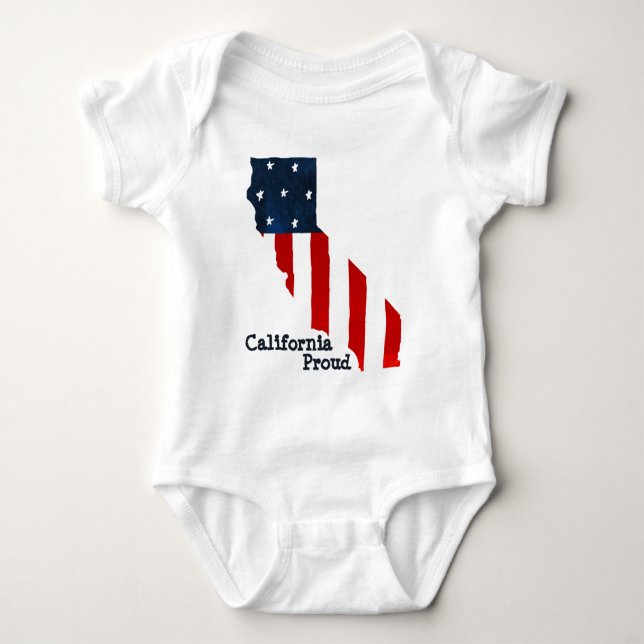 California Proud Bold Watercolor American Flag Baby Strampler (Vorderseite)