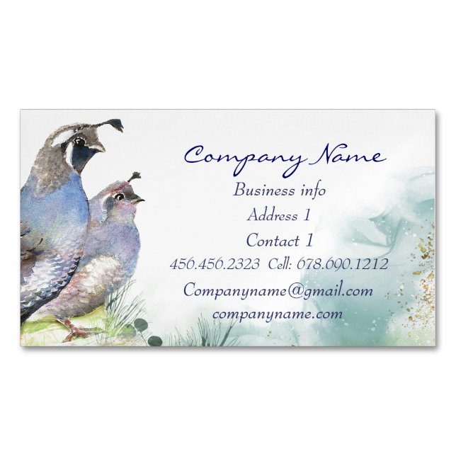 California Quail Business Card Bird Nature Magnetische Visitenkarte (Vorderseite)