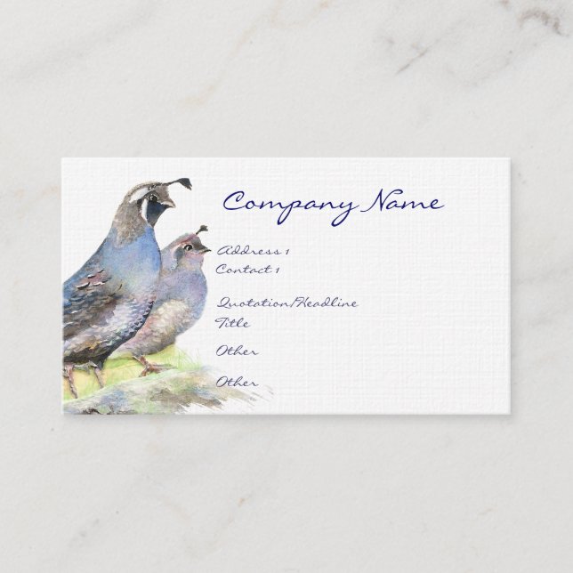California Quail Business Card Bird Nature Visitenkarte (Vorderseite)