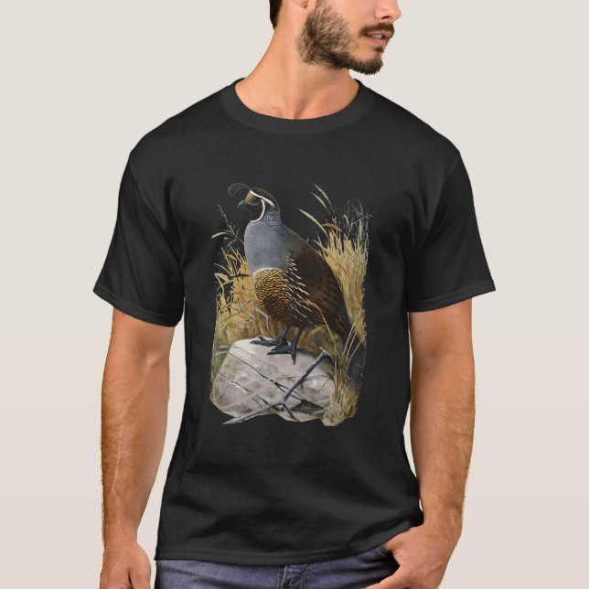 California Quail Ca Quail Birder T-Shirt (Vorderseite)