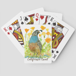 California Quail Staat Bird Poppy Blume Spielkarten