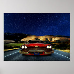 California Rat Rod Car Skeletts Driver Poster